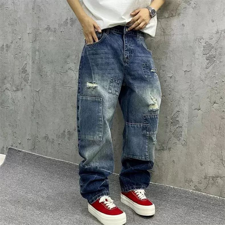 Streetwear Brand Jeans - Brand Splicing Jeans Autumn Fashion Loose