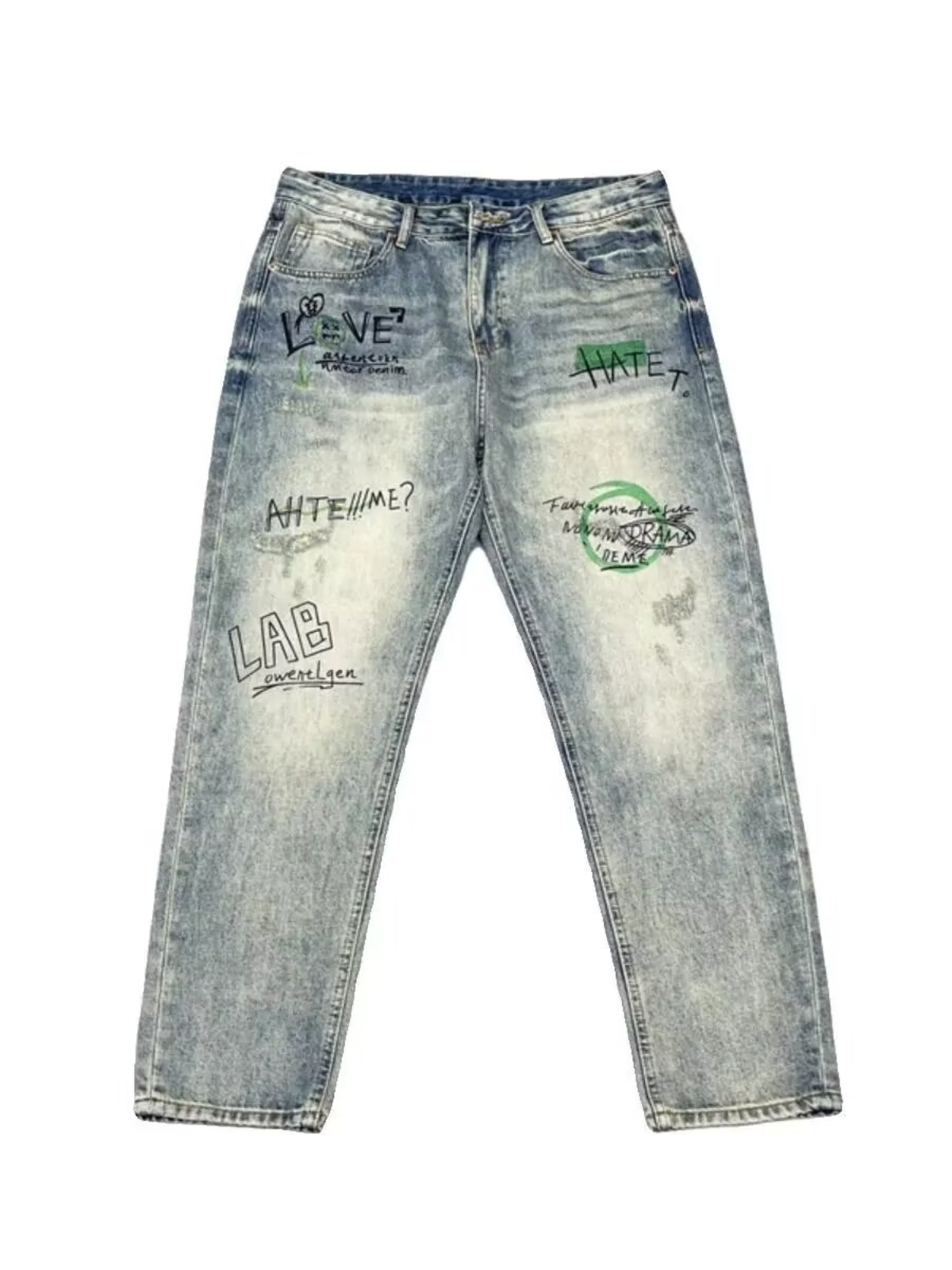 Retro American Streetwear Men' - Streetwear Brand Jeans 评论和价格