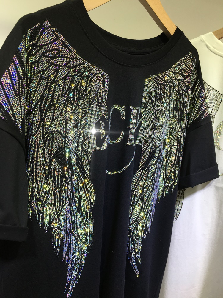 L-4XL Oversize Rhinestone Ange - Streetwear Clothing Brand 评论和价格