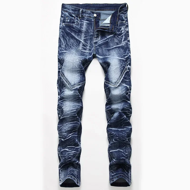 Fashion Print Men's Elasticity - Streetwear Brand Jeans 评论和价格