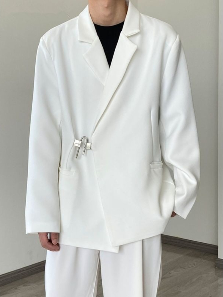 Men's White Casual Blazer Set  - Streetwear Brand Aesthetic 评论和价格
