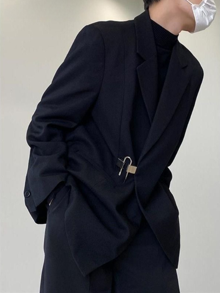 Men's White Casual Blazer Set  - Streetwear Brand Aesthetic 评论和价格
