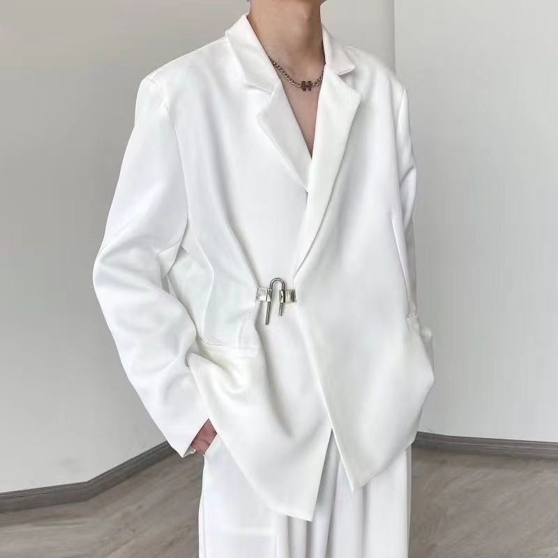 Men's White Casual Blazer Set  - Streetwear Brand Aesthetic 评论和价格