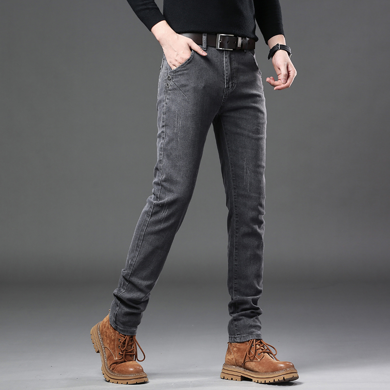 New Pure Gray Korean Slim Jean - Streetwear Brand Jeans 评论和价格
