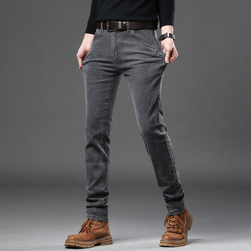 New Pure Gray Korean Slim Jean - Streetwear Brand Jeans 评论和价格