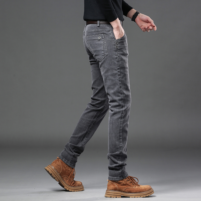 New Pure Gray Korean Slim Jean - Streetwear Brand Jeans 评论和价格